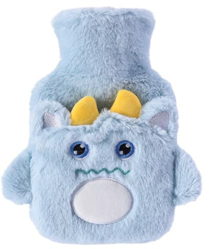 Bouillotte d'eau Chaude, 13cm*22cm Bouillotte d'eau Chaude,Bouillotte Peluche,Mini bouillotte,Mini sac à eau chaude en silicone,Sûr et durable Bouillotte avec Housse pour Hivers Adultes et Enfants