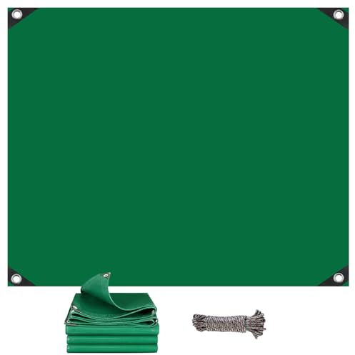 Extra Dick Polyethylen Folie 2.6 x 3 m Uv-Beständig, Reißfest, Lichtdicht, Wasserdicht Hochwertige PVC Teichfolie für Terrassen Balkon, Pflanzendecke, Grün