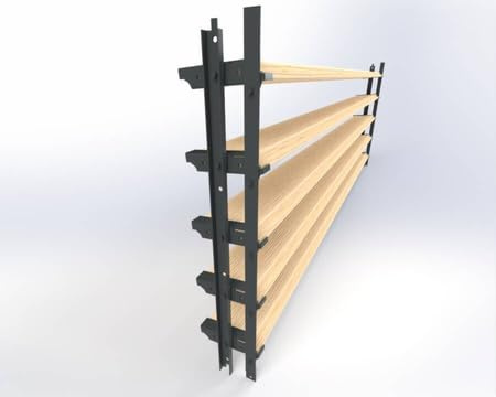 Project of Wood Lamellenwand Alu System 480 mm Anthrazit für 5 Bretter | Verstellbare Lamellen für Balkonverkleidung Sichtschutz und Raumtrenner aus Aluminium für Holzbretter 98 x 20 mm