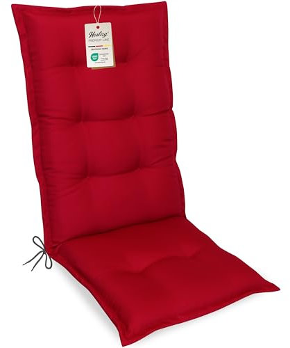 Herlag Gartenmöbelauflage Valeria Hochlehner 123x50x7,5cm | Sitzauflage Einfarbig | Polsterauflage Klappsessel | Gartenstuhlauflage Design-Edition | Öko Tex 100 | 1 Polster | Rot