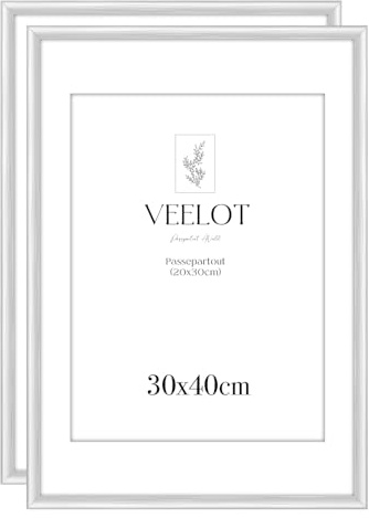 Veelot® 2x Bilderrahmen 30x40cm | Metall Aluminium,Silber mat | Passepartout 20x30cm,Picture Frame 30x40 Bilderrahmen mit bruchsicherem Acrylglas | Nur zur Wandmontage