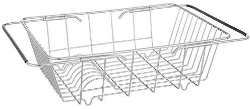 Fozriybefy Erweiterbarer Geschirr Trockner Über der Spüle, Küchen Edelstahl Abtropffläche im der Spüle oder auf der Theke