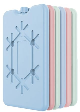 HOME SOLAZZIA 6 Unidades de acumuladores de frío de Multicolor para Bolsa isotérmica | 200 ml Placas de Hielo ultradelgada y refrigerante | Ideal para Camping y Viajes