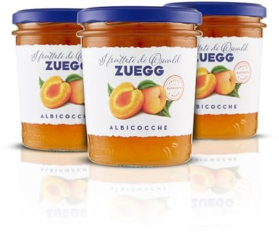 Zuegg, Confettura Extra di Albicocche I Frutteti di Oswald - Contiene 50% di Frutta ogni 100 Grammi, Frutta Raccolta a Mano, Senza Glutine, Prodotto Vegano (3 x 320 grammi)