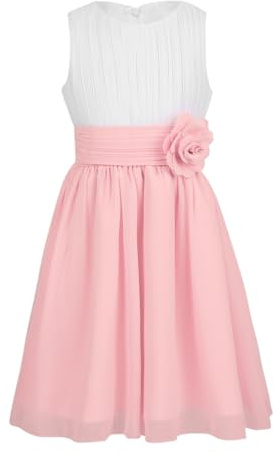 ranrann Robe Cérémonie Fille Enfant avec Fleur Style Bohème sans Manches B Blanc&Rose 3-4 Ans