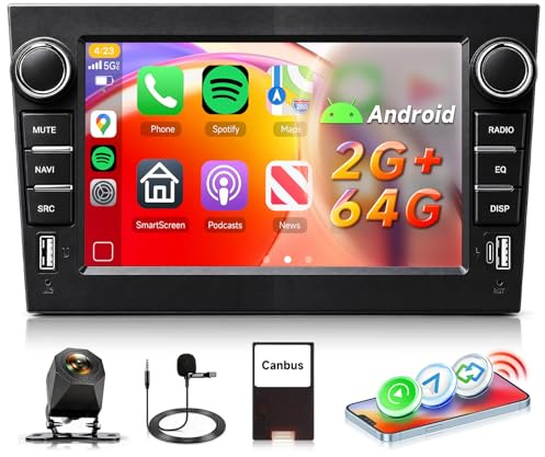 4 Core 64G for Vauxhall Corsa Astra Vivaro Zafira Car Radio Stereo 5GWiFi | Hodozzy 7 IPS Touchscreen Radio with USB Type-C Wireless Carplay Android Auto GPS Bluetooth FM/RDS EQ SWC Reverse Camera
