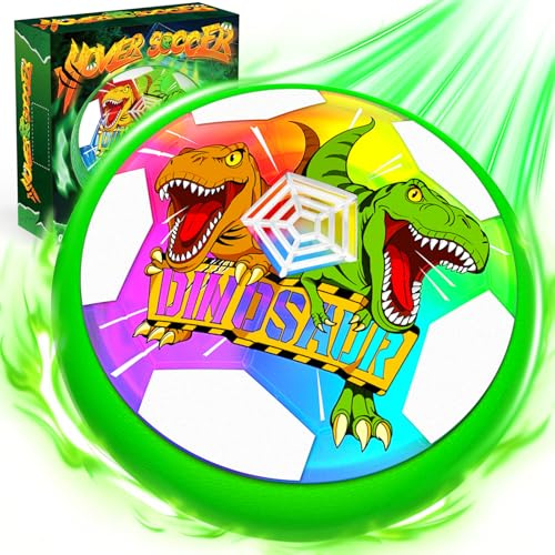 Air Power Fußball für 3-12 Kinder, Coolen Dinosaurier Hover Fussball mit Bunten LED, Kinder Spielzeug Indoor Outdoor Fußball Spiel, Football Geburtstag Geschenk für Jungen ab 3 4 5 6 7 8 9 10 11 Jahre