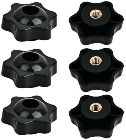 M6 x 38mm Clamping Nuts, 6 Pcs Star Clamping Nuts Knob Grip Screw Plastic Star Nut | Handle Wing Nut for Machines Systems Fitness Equipment Furniture Machine Tools