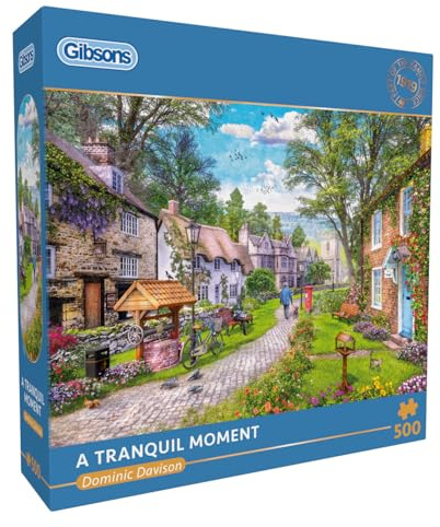 Gibsons A Tranquil Moment 500 Teile Puzzle für Erwachsene – Countryside Afternoon Stroll Nostalgisches Kunstwerk von Dominic Davison – Premium Nachhaltiges Puzzle Made in UK/EU