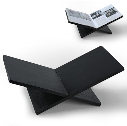 Großer Buchständer aus Holz für Desktop-Display und Lesen, extra großer Kreuzrahmen, offener Buchhalter, schlankes Finish, Couchtischständer für Kunst, Bibel, Kochbuch, Staffelei, Zeitschriften