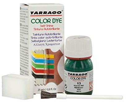 Tarrago Tinte para Zapatos y Bolsos de Cuero y Textil con Esponja y Brocha | Cubre Rozaduras y Desgastes del Calzado | Gama de 90 colores