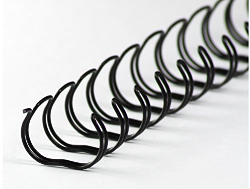 Drahtbinderücken 23 Ringe 14,3mm, 9/16 Zoll, 2:1 Teilung schwarz, 50 Stück