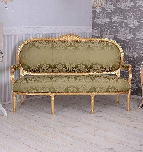 Opulentes Salon Sofa im Rokoko Stil Madame Pompadour 163cm Gold cat362a04 Palazzo Exklusiv