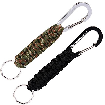 The Friendly Swede 2er-Set Paracord Schlüsselanhänger mit Karabinerhaken (Armee Grün Camo und Schwarz)