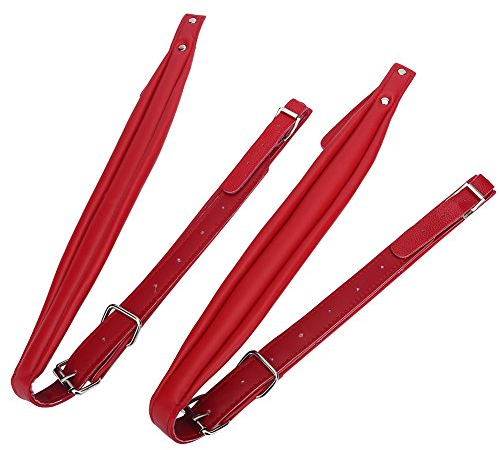 VGEBY Verstellbare Akkordeon-Schultergurte aus Kunstleder für 16-120 cm Bass (Rot)