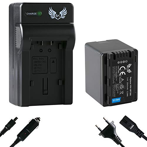 SK Akku Ersatz für Panasonic VW-VBT380 E-K 3560mAh + Ladegerät VW-VBK180 VW-VBK360 VW-VBT190 VW VBK180 VBK360 VBT380 E K Panasonic HC-V777 VXF999