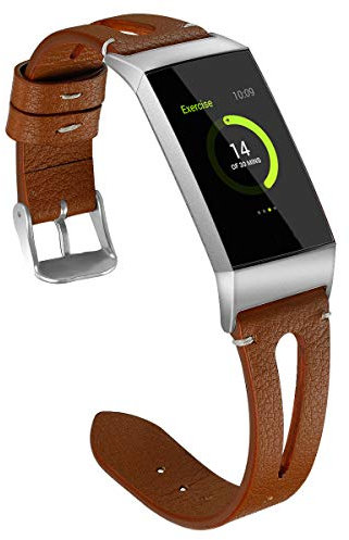 BrilliStar Für Fitbit Charge 3 Lederarmband, Colorful Leder Ersatzband Uhrenarmband Fitbit Charge 3 Leder Armband mit Metallverschluss Armbänder für Männer, Damen, Mädchen