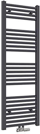 Heilmetz Badheizkörper 120 x 40cm Handtuchheizkörper Anthrazit 427W Handtuchtrockner Mittelanschluss Unten Handtuchheizkörper Handtuchwärmer Leistung Heizkörper bad trocknen Einlaggig gerade