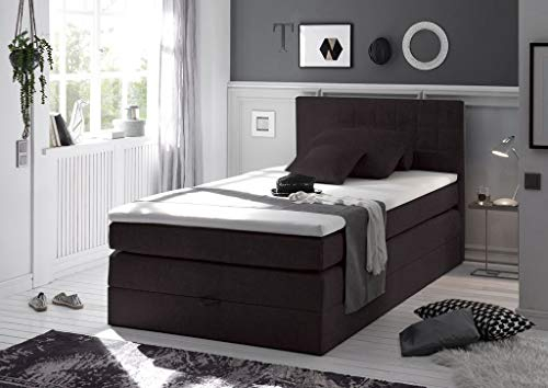 Froschkönig24 Hawaii Boxspringbett 120x200cm Bett Komfortbett Einzelbett Kinderbett Braun, Ausführung:Variante 2
