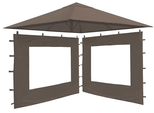QUICK STAR Set Ersatzdach und 2 Seitenteile für Garten Pavillon 3x3m Taupe/Beigegrau RAL 7006 Antik Pavillondach Ersatzbezug