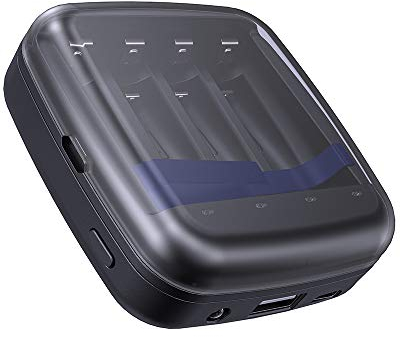 AA-Batterie-Ladegerät mit 4 Steckplätzen, XTAR BC4, USB-C-Ladegerät für AA/AAA-Akkus – Dual 1,2 V/1,5 V Ladung, Notstromausgang & LED-Notlicht – kompakt und praktisch