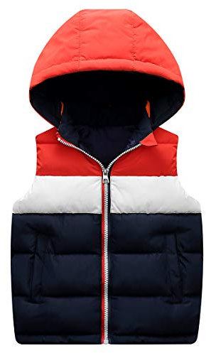 Happy Cherry Enfants Veste sans Manche d’ Hiver Garçons Filles Doudoune Chaude Unisex Gilet à Capuche
