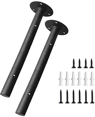 Equerre Etagere Murale Fixation Invisible, Support Etagere Murale Charge Lourde Flottante Tablette Murale Fixation Support Etagere En Fer avec Taquet Etagere, Antirouille 2Pièces Noir (Ronde-30cm)