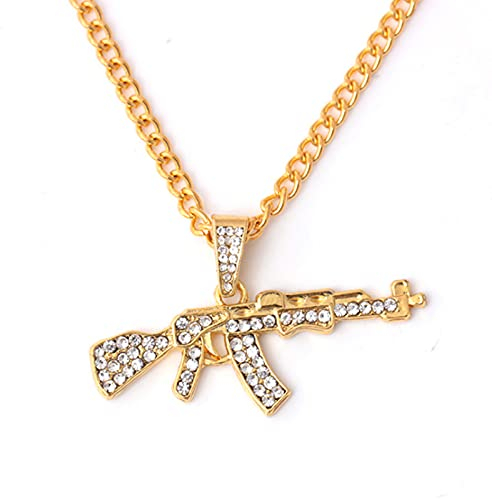 Fashion Cool AK47 Gun Modell Anhänger Halskette Hip Hop Schmuck Gold Halsketten für Männer und Frauen Edelstahlkette