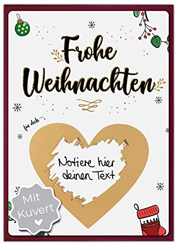 Joli Coon Weihnachtskarte Frohe Weihnachten Rubbellos mit Kuvert und Wachsiegel - Weihnachtskarte personalisiert