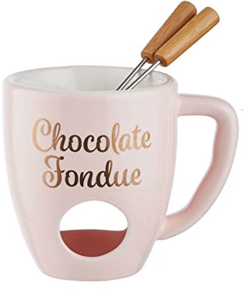 BUTLERS Schokoladenfondue Set für 2 Personen – CHOCOLATE FONDUE – Teelicht Schokofondue Tasse aus Porzellan mit Edelstahl-Gabeln | Kleines Fondueset für Schokolade Käse | Schoko Fondue Teelichthalter