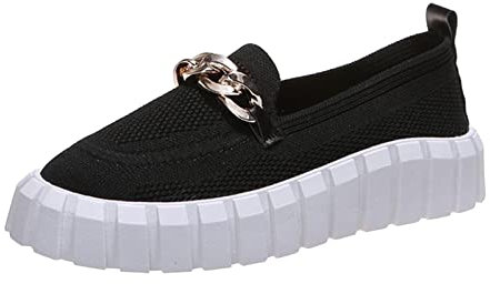 JLGY Strick Freizeitschuhe Flache Schuhe Damen Plattform Laufschuhe Sportschuhe Mesh atmungsaktiv Laufsportschuhe Straßenlaufschuhe Rutschfest Running Fitnessschuhe Outdoorschuhe