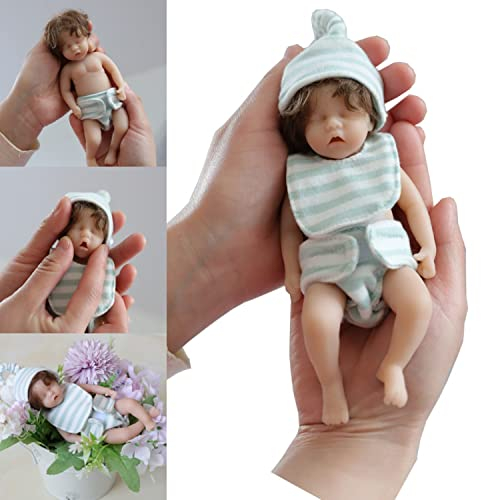 CAMANDY Mini Reborn Baby Puppe 6 Zoll 15cm Vollsilikon Lebensecht Baby mädchen Handgemacht Spielzeug für Neugeborene Babys