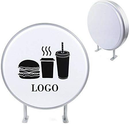 Bathrena LED Leuchtkasten Doppelseitig Rund Vorspringende, Leuchtreklame Projektion Lichtwerbung für Restaurants, Imbissbuden,Geschäfte,Unternehmen-DIY LOGO (60cm)