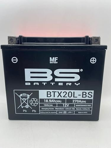 Motorradbatterie BS BTX20L-BS (YTX20L-BS) 12V Akku Batterie - wartungsfrei - 12 V 18 Ah - Maße: 175 x 87 x 155 mm kompatibel mit HONDA CBX1000 Super Sport 1000 1979-1982