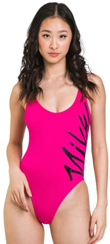 Nike Swim Multi Logo Einteiliger U-Back Badeanzug Damen pink Größe S 2022 Schwimmanzug