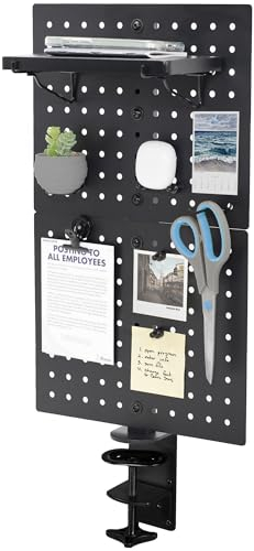 VIVO PP-DK12B Klemm-Schreibtisch-Stecktafel aus Stahl, 30,5 x 50,8 cm, Sichtschutz, magnetische Stecktafel, Bürozubehör-Organizer, über oder unter dem Schreibtisch, Schwarz