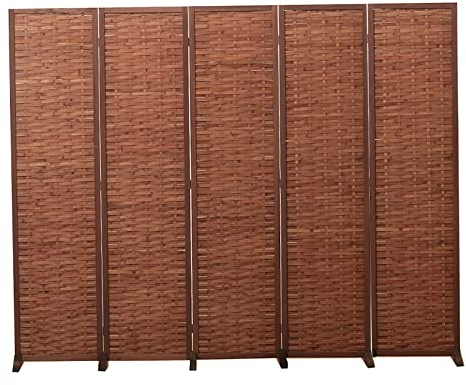 Raumteiler Trennwand, Paravent Raumtrenner Braun 3 4 5 Paneele Raumteiler Paravent, Holz Und Bambus Wandpaneele Für Raumteiler Bodenstehend, Vintage Folding Privacy Screens Für Schlafzimmer Tee Zimmer