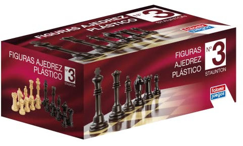 Falomir - Set Completo 32 Figuras de Plástico Staunton nº 3 | Accesorio para Juegos de Mesa | Diversión Clásica en Caja de Cartón | Tamaño Ideal para Tableros de 33cm | (Edad +6)