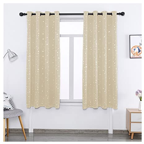 Aotiwe Schlaufenschal Vintage, Vorhänge Beige mit Ösen Stern Polyester 2 Stücke 132X213cm