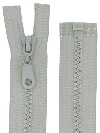 Reißverschluss für Jacken Kunststoff Plastik Zipper Reissverschlüsse teilbar (Hellgrau 65cm)