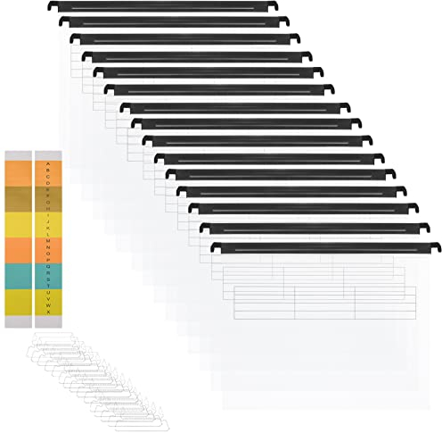MerryNine A4-Hängemappen,Polypropylen-Aktenschrank, Hängemappen mit Tabs und Karteneinsätzen, für Schule, Zuhause, Arbeit, Büro, Organisation (1, Transparent)