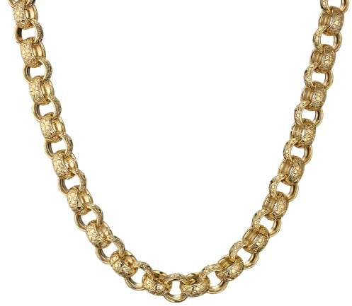 20mm Gold XXL Ornate Belcher Chain 28 inch Classic Thick Chunky Real Gold Plated Necklace Expensive Look Gold Plating Super Heavy 340g - Bling King London