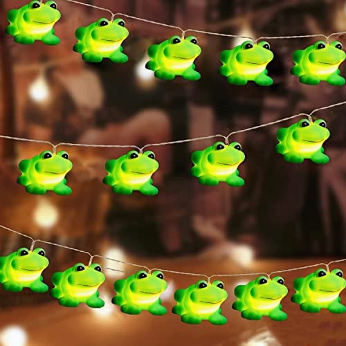 Riaxuebiy Niedliche Frosch Form Lichterketten,LED Frosch Nachtlicht Batteriebetriebenes für Halloween Weihnachten Home Party Kinder Schlafzimmer Dekoration (20er Led, Frosch)
