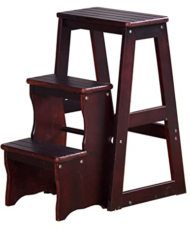 3-Stufen-Klappleiter aus Holz, multifunktionaler Blumenständer/Schuhbank zum Klettern, hoher Leiter-Tritthocker für Arbeitszimmer, Küche