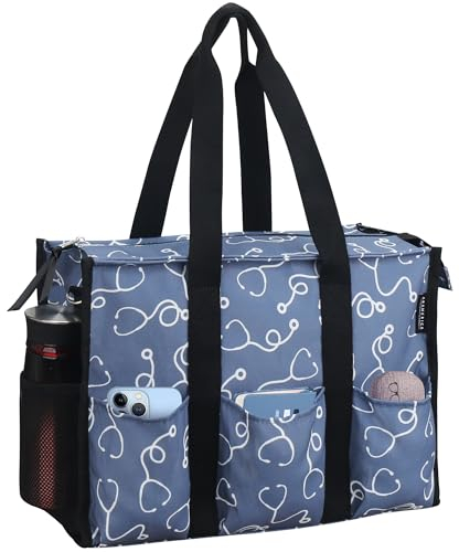 ABAMERICA Krankenschwestertasche für die Arbeit, Stilltasche, mehrere Taschen, wasserdicht, mit Reißverschluss, klinische Tasche für Stillstudenten, B07 Nurse Gray Stethoskop, Large