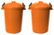 TENLITE Set of 2-50Litre ORANGE Heavy Duty Plastic Clip Lock Lid Bin Indoor or Outdoor Rubbish, Trash Can, Dustbin Waste or Storage of Animal Feed, Colourful Bins - Made in U.K. (Orange)