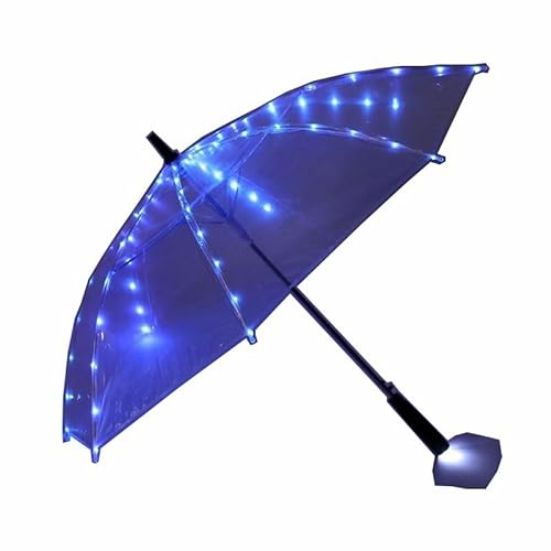 HEPYLAIFU clear umbrella LED Luminous Transparent Umbrellas with Flashlight Torch, party birthday (Color : B, Size : 23)