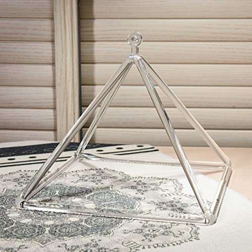TOPFUND Quartz Crystal Singing Pyramid 20 inch with Quartz Suede Striker