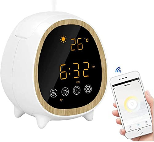 CAFFIA 200ml Essential Oil Diffusers, Ultrasonic Aroma Cool Mist Diffuser Humidifier with Alarm Clock Temperature Schedule Works