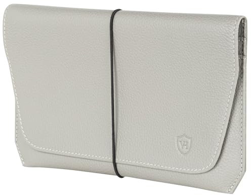 VON HEESEN Leder Reisepasshülle mit RFID-Schutz - Passport-Hülle aus echtem Leder - Reisepass-Organizer für stilbewusste Damen & Herren in Grau
